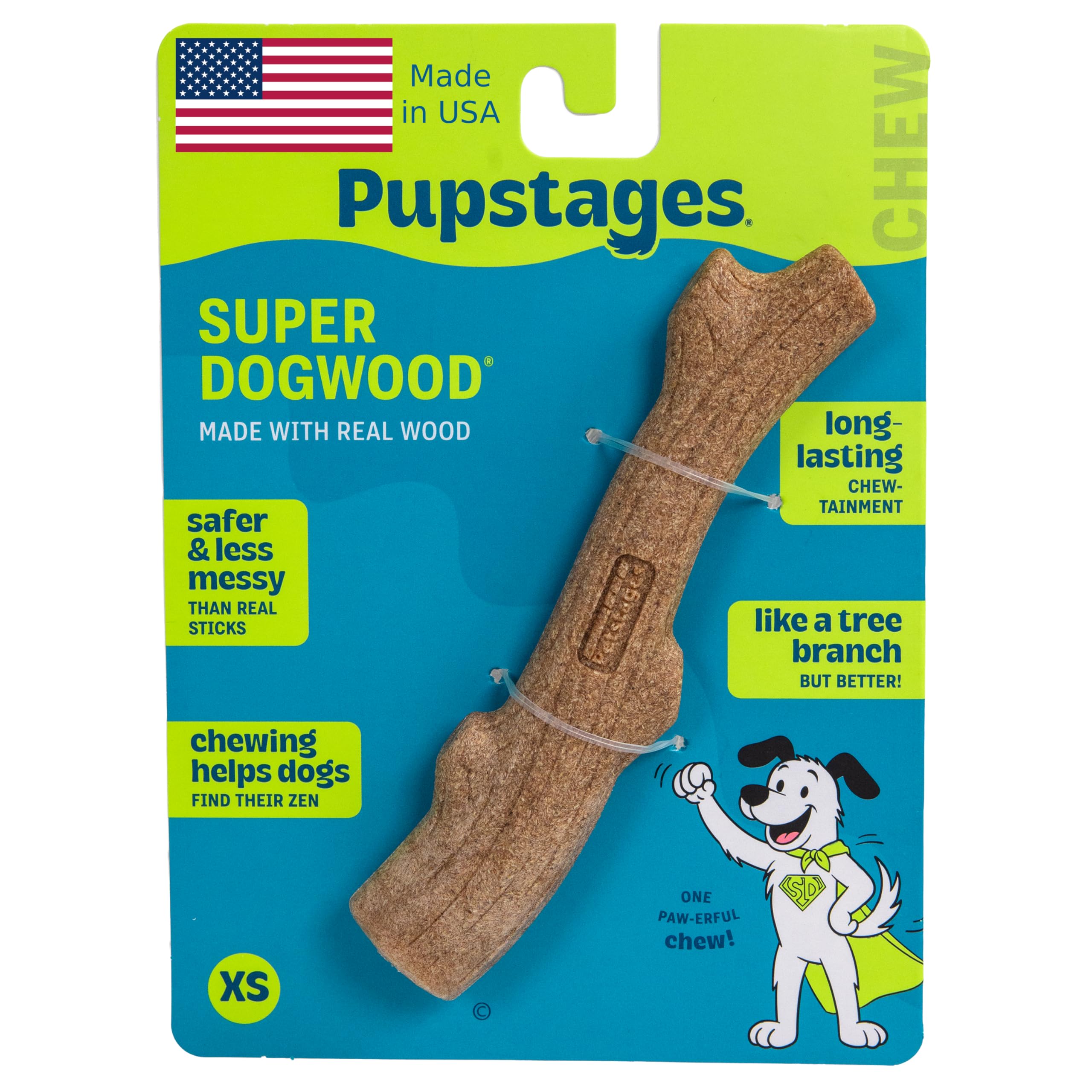 Pet Supplies : Pupstages Super Dogwood Dog Chew Toy, Made in the